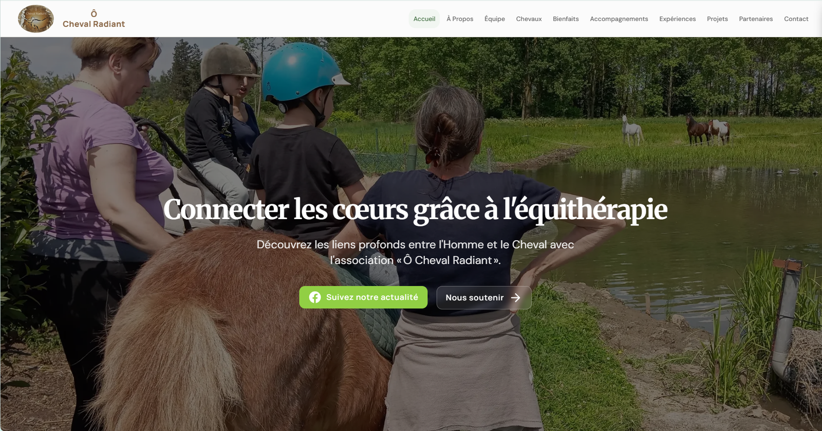 Page d’accueil du site Ô Cheval Radiant